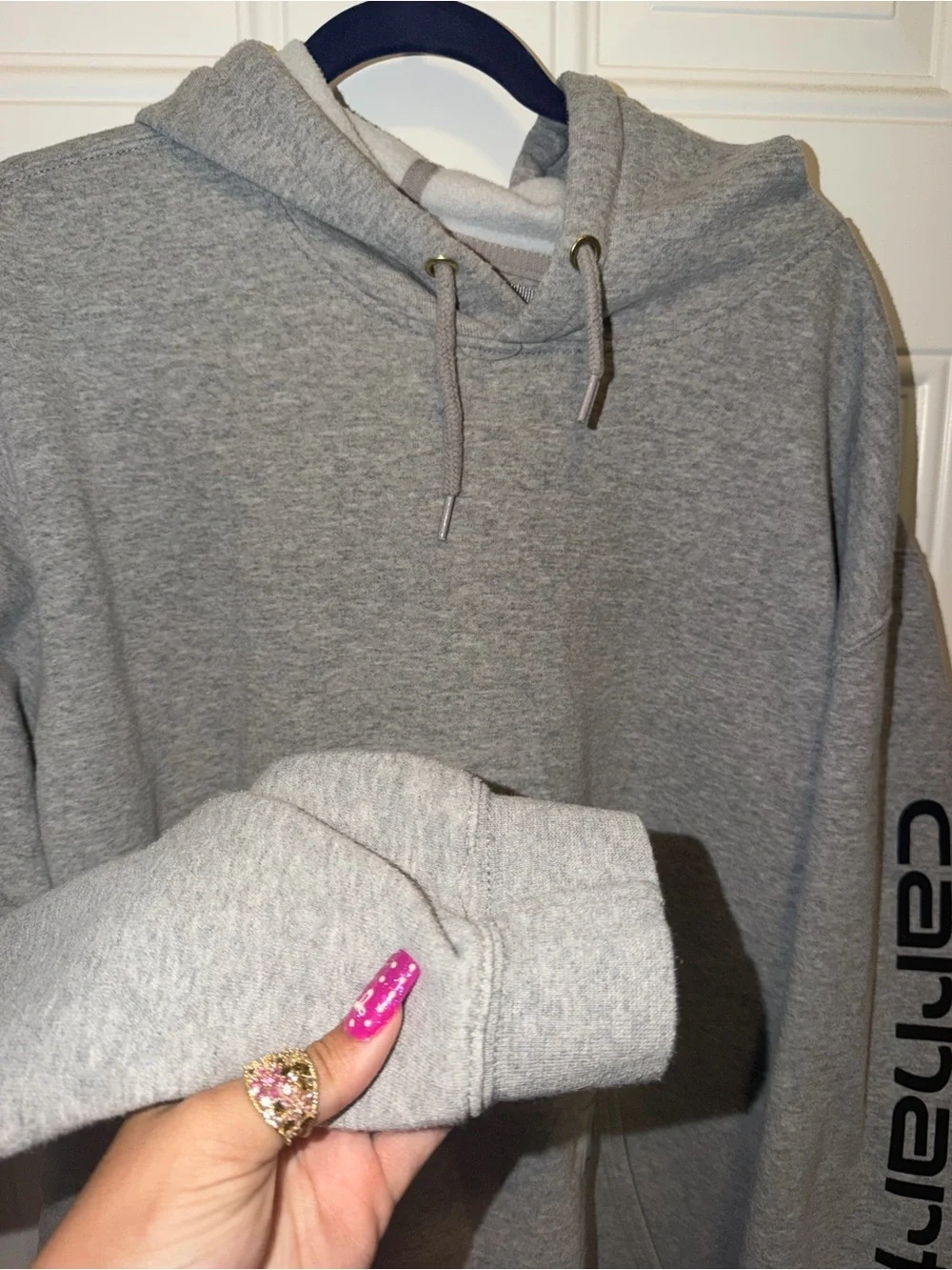 Carhartt Men's Gray Logo Sleeve Hoodie